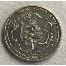 AUSTRALIA 2001 . TWENTY 20 CENTS COIN . CENTENARY OF FEDERATION . NORFOLK ISLAND